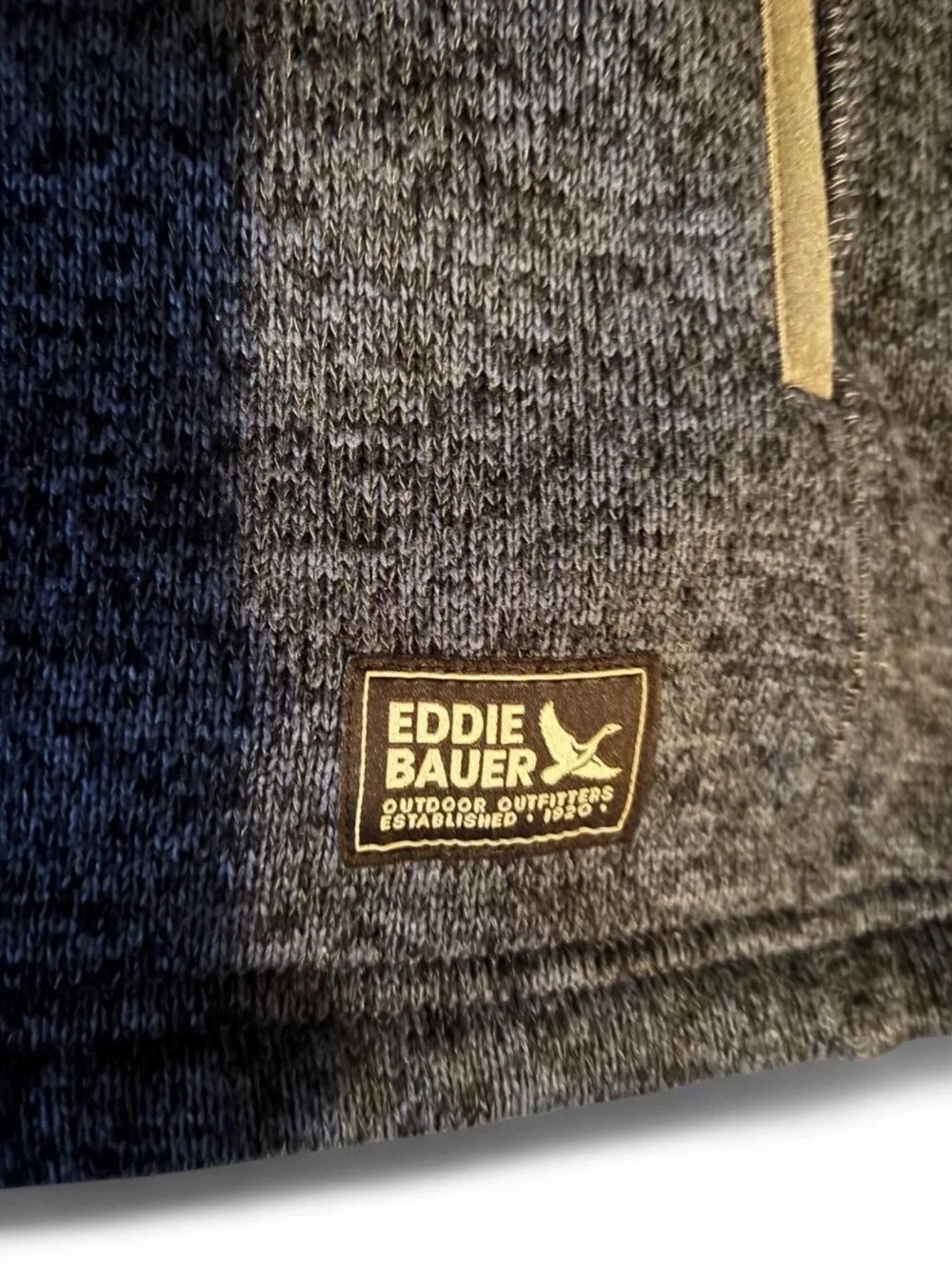 Eddie Bauer Black and Navy Heathered Fleece Vest XL